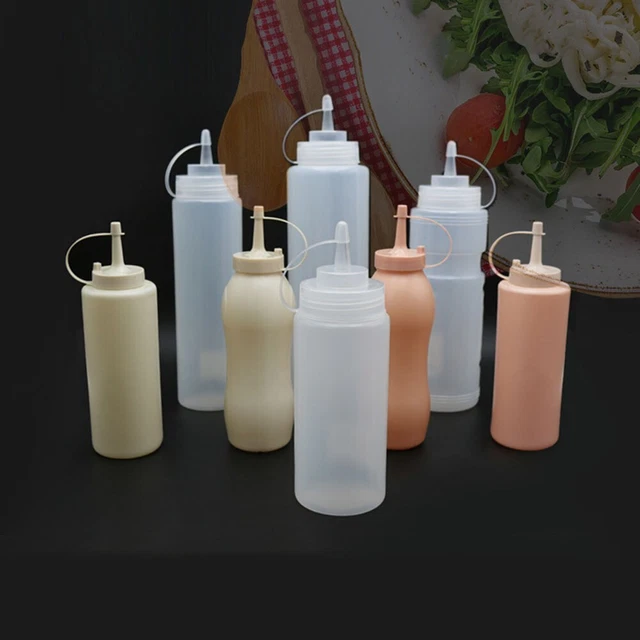 Bouteille à Sauce Compressible Carrée 1000ml - Large Ouverture, Distributeur Pratique Pour Ketchup, Vinaigrette, Confiture | En PE Transparent, Réutilisable