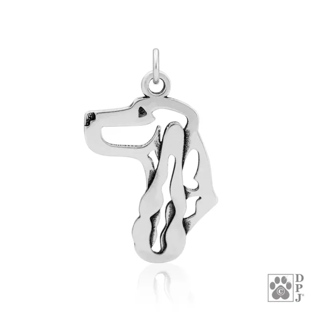 English Cocker Spaniel Necklace, Head pendant - recycled .925 Sterling Silver