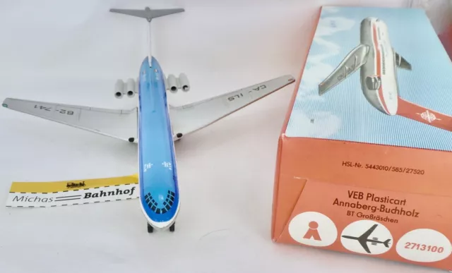 Blechflugzeug IL-62 KLM mit Schwungrad VEB Plasticart Annaberg Buchholz OVP LM å