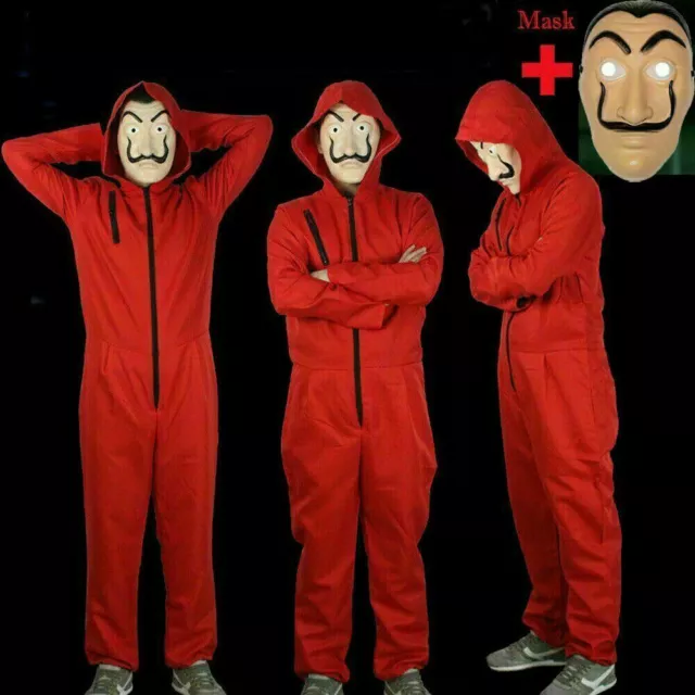 New Salvador Dali Money Heist The House of Paper Cosplay Costume Jumpsuit + Mask