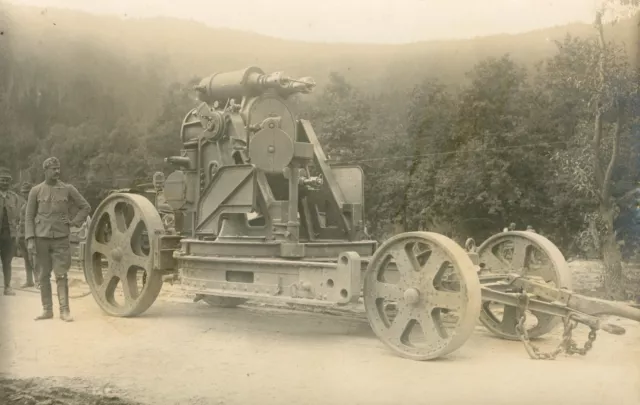 Verladene Lafette eines 30,5cm Mörser - K.u.K Truppen Bukowina / Rumänien 1917