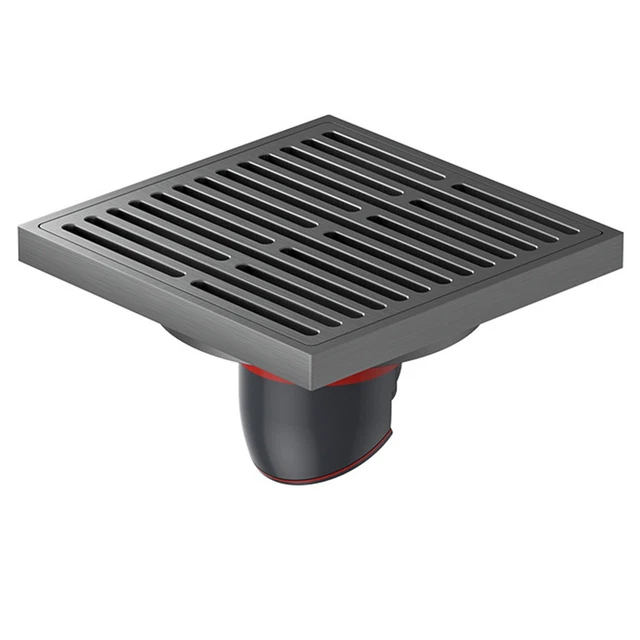 Scarico A Pavimento Quadrato In Ottone Antico 10x10 Cm - Filtro Anti-Odore E Anti-Capelli Per Bagno E Cucina - Colino Grande Calibro Con Griglia Rimovibile