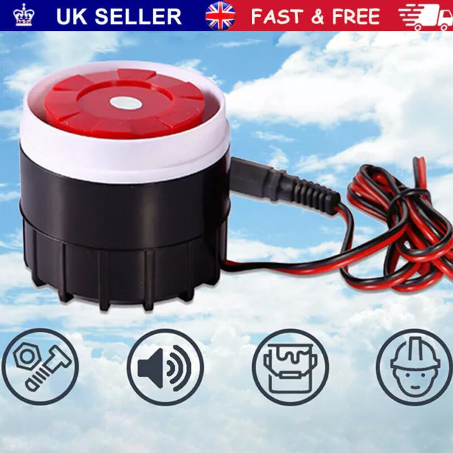 DC 12V 120dB Loud Indoor Wired Warning Signal Horn Alarm System Strobe Siren UK