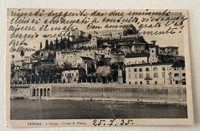 VERONA CASTEL SAN PIETRO VIAGGIATA 1935 L'ADIGE 