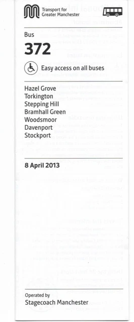 TFGM BUS TIMETABLE - 372 - Hazel Grove-Stockport - April 2013 ...