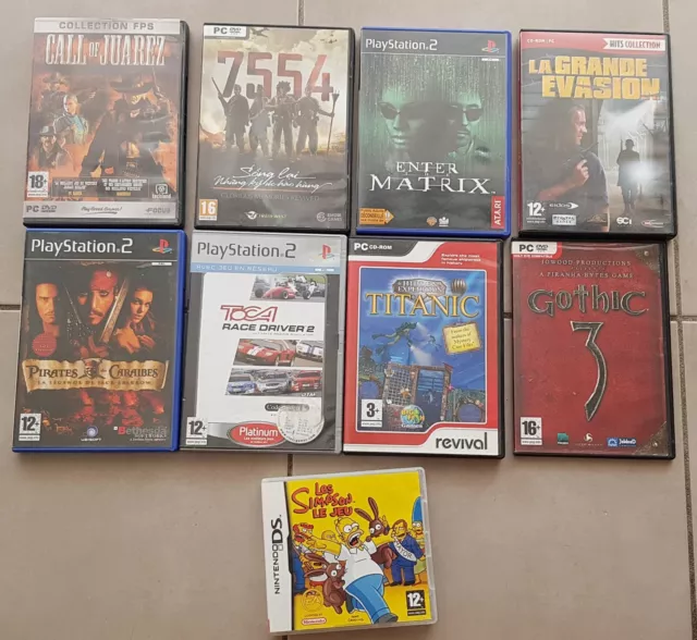 Lot 9 Jeux Vidéos Playstation 2, Pc, Nintendo ds, Simpsons