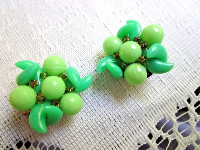 Tuiti Fruiti Carmen Miranda Rare Find Signed HONG KONG 1950 Green Clip Earrings