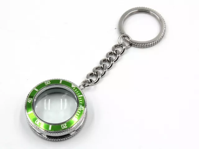 Keyring Tribute To Rolex Ring Green Steel Lens Magnification 2.5x