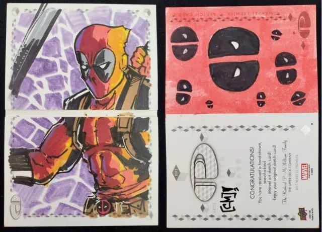 Deadpool 2017 Marvel Premier Dual Panel Sketch Card by Chris Moreno X-Men CM