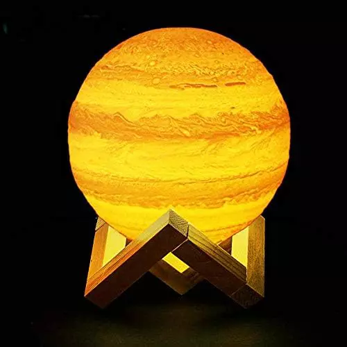 Jmlampee 3D Jupiter Night Lamp Planet Light Remote & Touch Control 16Colors with