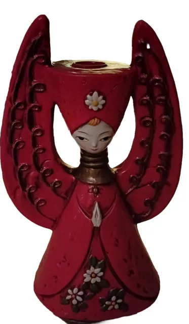Vintage roter Weihnachtsengel Kerzenhalter Japan 29 cm