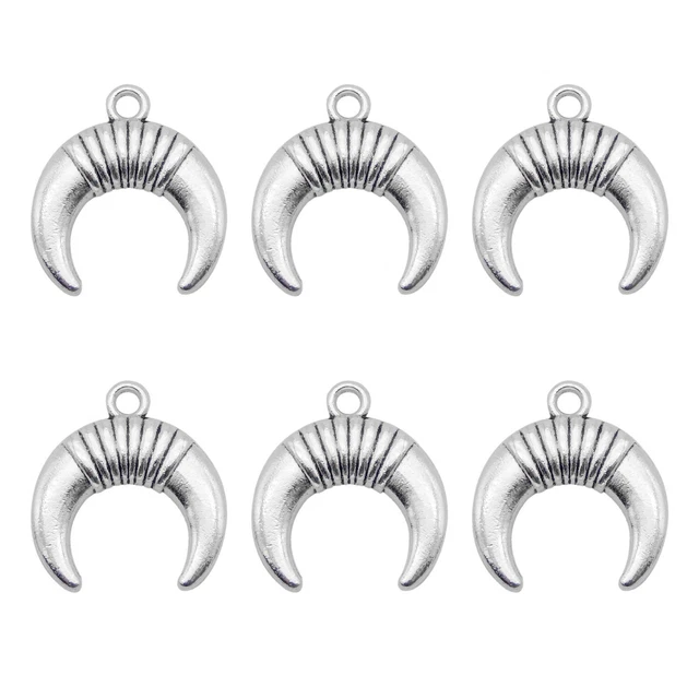 15 Stück Retro Legierung Mond Charm Halbmond Silber Anhänger Ohrring DIY 16x17mm