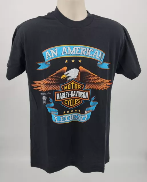 Vintage 1989 Harley Davison Eagle Made In USA Single Stitch Shirt Sz L, SSI