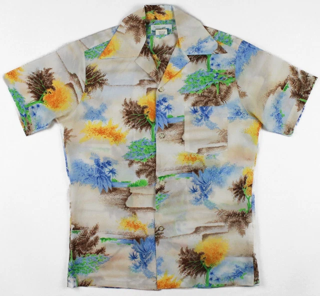 Vintage 70's Pennys Floral Button Polyester Hawaiian Shirt Mens Medium JCPenney Vintage 70's Pennys Floral Button Polyester Hawaiian Shirt Mens Medium JCPenney