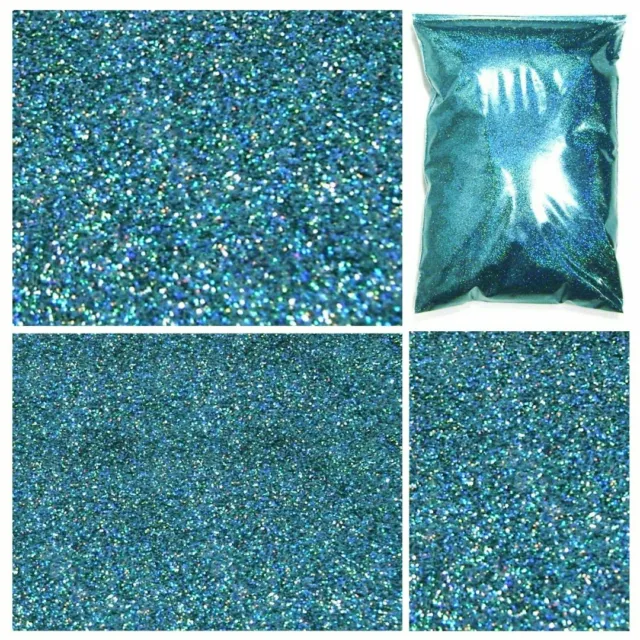2 lb / 907g Aqua Blue Jewels Holographic Metal Flake, .004" to .025" Holo Flake
