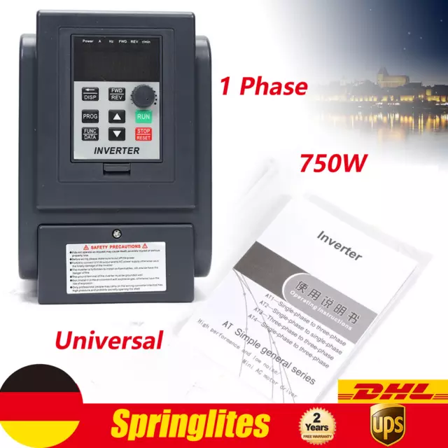 1 Phase Frequenzumrichter Universal VFD Drehzahlregler Inverter AT2 750W 220V De