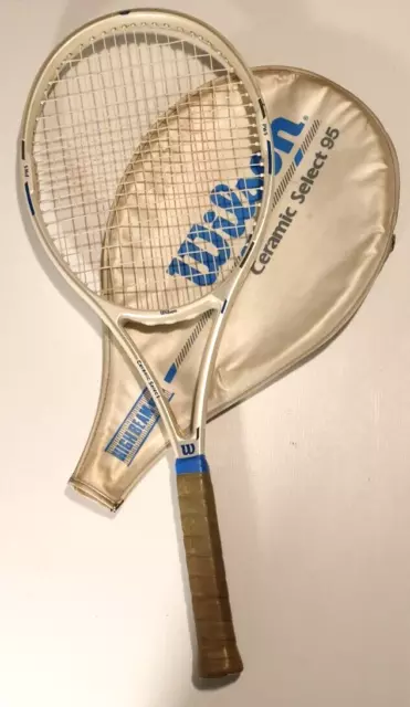 WILSON CERAMIC SELECT 95 HIGH BEAM SERIES TENNIS RACKET with PWS Plus Cover.