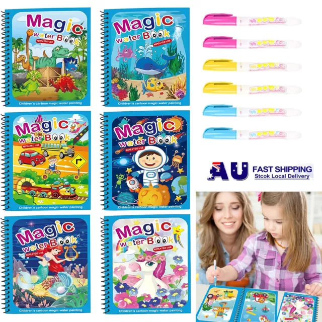 Water Drawing Book Magic Doodle Coloring Book Learning Painting & Pen For Kid AU
