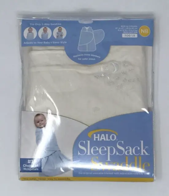 HALO SleepSack 100% Cotton Swaddle Wrap, 0-3 Months, 6-12 lb - NEW