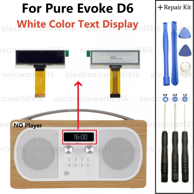 Display For Pure Evoke D6 DAB/FM Home Bluetooth Radio WHITE Screen Repair NEU