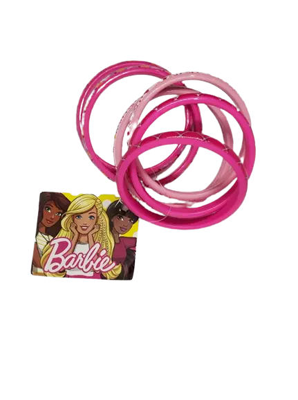 Lote 6 Pulsera Barbie Niña Accesorios Moda de Fantasía Disney Rosa