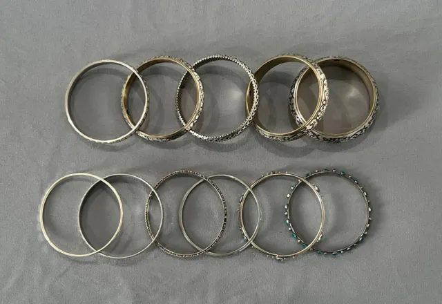Bracelets 11 pack featuring stack cuff bangles silver pre-owned