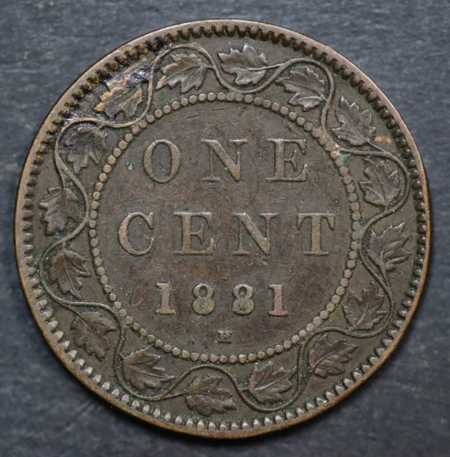 1881-H Canada One Cent Victoria 25.4mm Bronze Coin, FREE SHIPPING