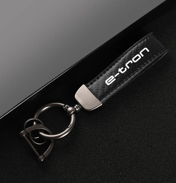 FOR AUDI ETRON Car Keychain Keyring Horseshoe Buckle Carbon Leather