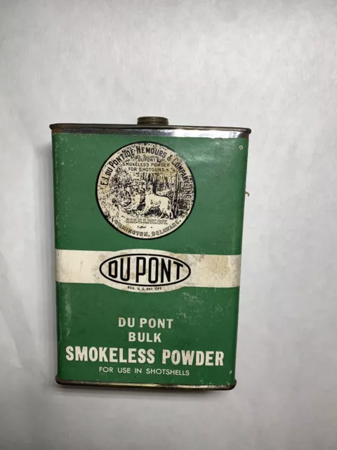 DuPont Smokeless Powder Tin Can Empty gunpowder Vintage