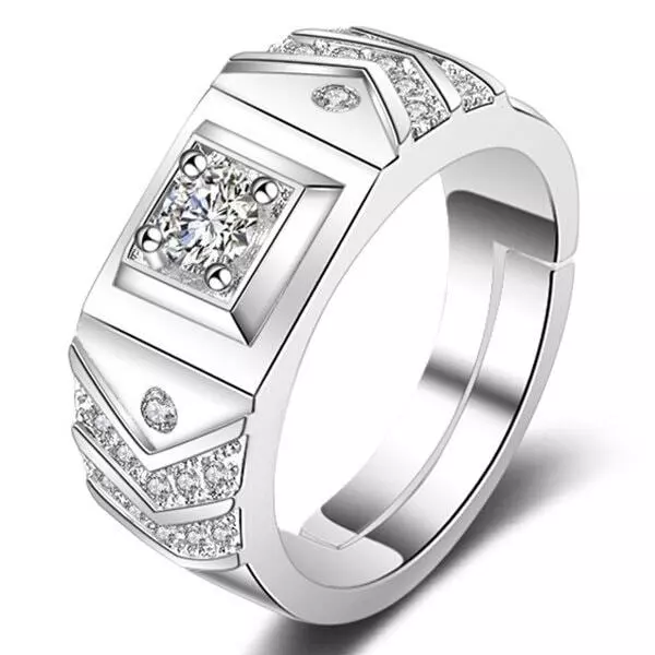 Men's White Sapphire 925 Sterling Silver Ring Statement Jewelry Men's White Sapphire 925 Sterling Silver Ring Statement Jewelry