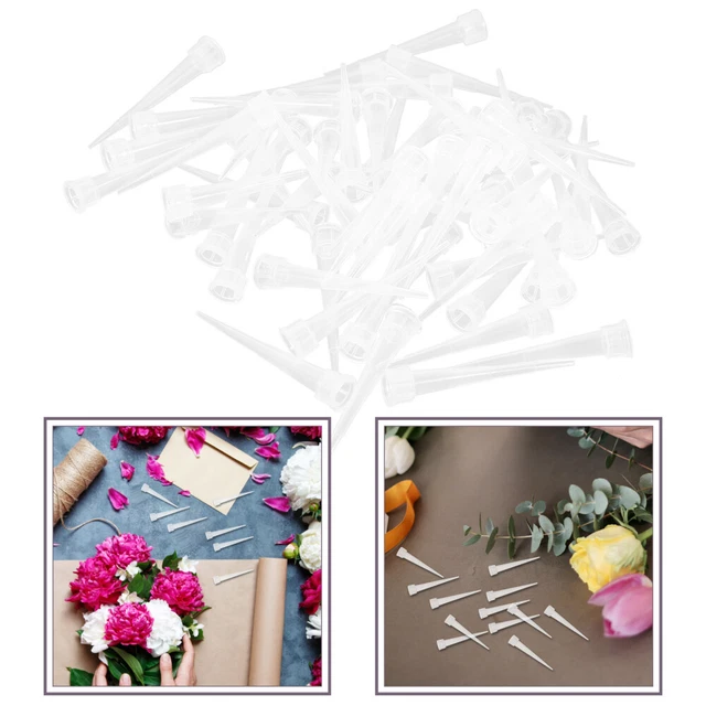 100 piezas Soporte de tubo de agua tallos de flores frescas pastel picos Flores Flores Inserto de barro