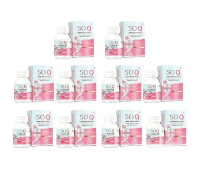 10 X SOQ Gluta Collagène 1000 mg Anti-âge Blanchissant Réduit les taches...