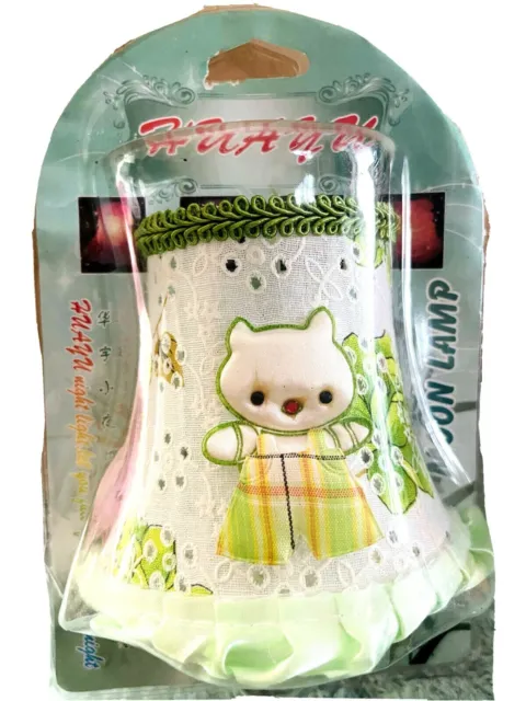 Infant Nursey Or Childs Night Light Green White Teddy Plug In Moon Bubble Light