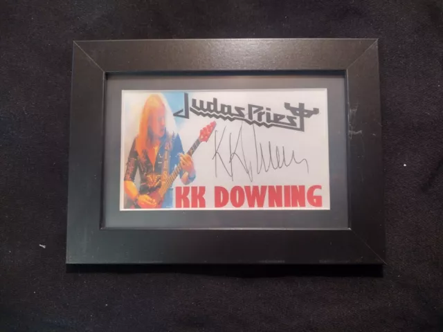 Judas Priest (Kk Downing) Signed 3" X 5" Photo Card In 5" X 7" Black Frame