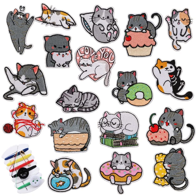 18 Toppe Termoadesive A Forma Di Gatto - Per Decorare Vestiti E Accessori - Foto 4