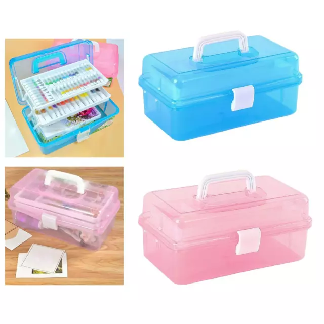 Plastic Storage Box Organizer Sewing Supplies Fishing Tackle Box Carry Case