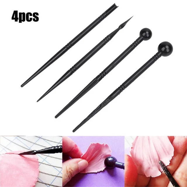 4pcs Fondant Wedding Cake Flower Decoration Carved Pen Petal Design Tool
