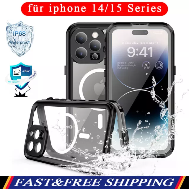 Magsafe HandyHülle für iPhone 15 14 360° Full Schutz Outdoor Wasserdichte Tasche