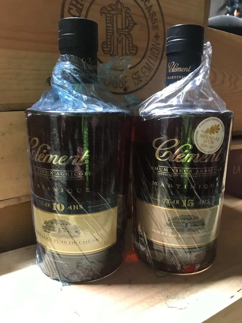 1 Lot de 2 bouteilles de rhum CLEMENT XO 10 ans+15 ans