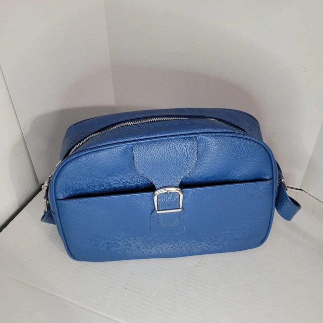 VTG MCM No Brand Luggage Carry On Bag Tote Blue Faux Leather Overnight