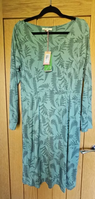 White Stuff Green Patterned Esther Eco Vero Jersey Dress, UK Size 14 BNWT