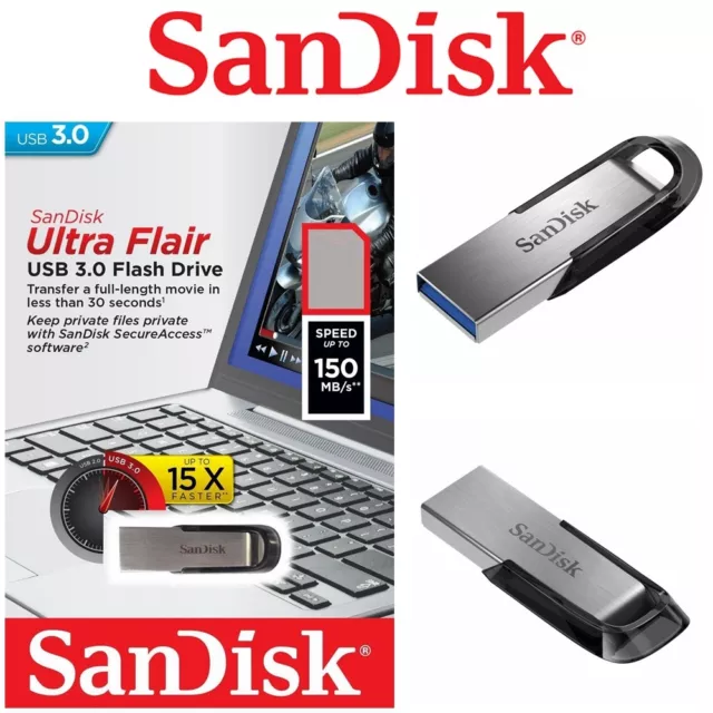 USB Drive 3.0 32GB 64GB 128GB 16GB SanDisk Ultra Flair CZ73 Flash Drive Memory