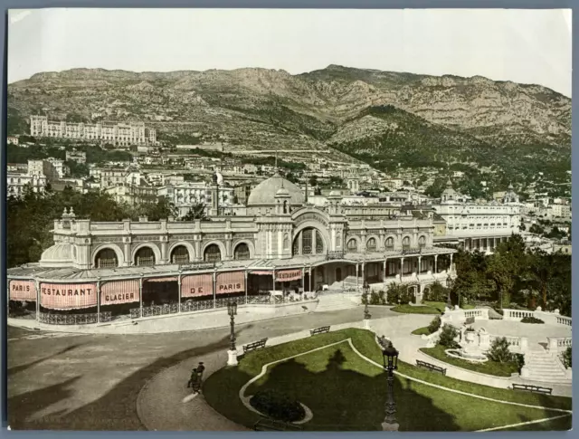 P.Z., Monaco, Monte Carlo. Café de Paris.  Vintage Photochrome PC. Vintage Monaco