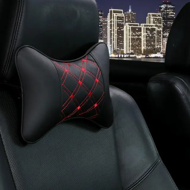 Car Neck Pillows Both Side PU Leather 1pcs Pack Headrest Relief' Pain X2S8