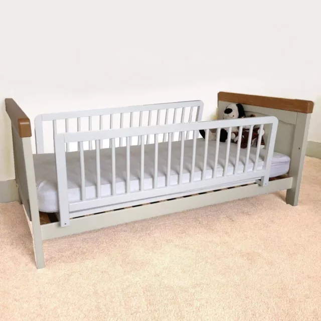 Baby Bed Guard Double Sided Wood Rail Safety Guard Children Bed White | Safetots