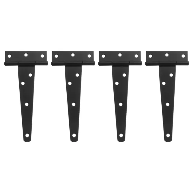 4Pcs T-Strap Door Hinges, 5" Wrought Tee Shed Gate Hinges Iron (Black)