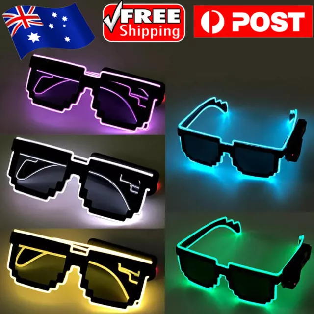 LED Neon Light Up Glasses EL Wire Glow Sunglasses Eyewear Shades Club Party Prop