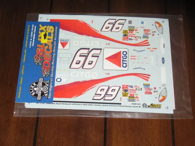 Slixx NASCAR 1874 99 Citgo Jeff Burton Roush Ford Taurus Waterslide Decals 1/24