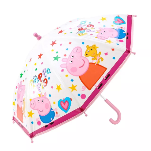 Children's Girls Kids Official Peppa Pig Pink Dome Bubble Umbrella Brolly 2249