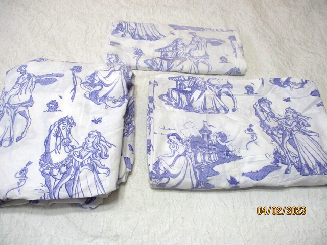 Disney Store Princess Purple Cotton TWIN 3 pc Sheet Set